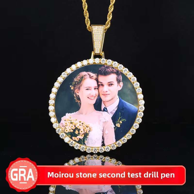 Hot Selling S925 Silver Inlaid 68MM Round Moissanite Pendant Trendy Hip-Hop Accessories in Stock