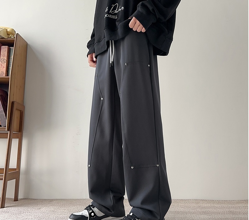 2025 Men's American Vintage Utility Pants - Loose Straight Wide-Leg Spring-Autumn New Arrival Casual Versatile Long Trousers