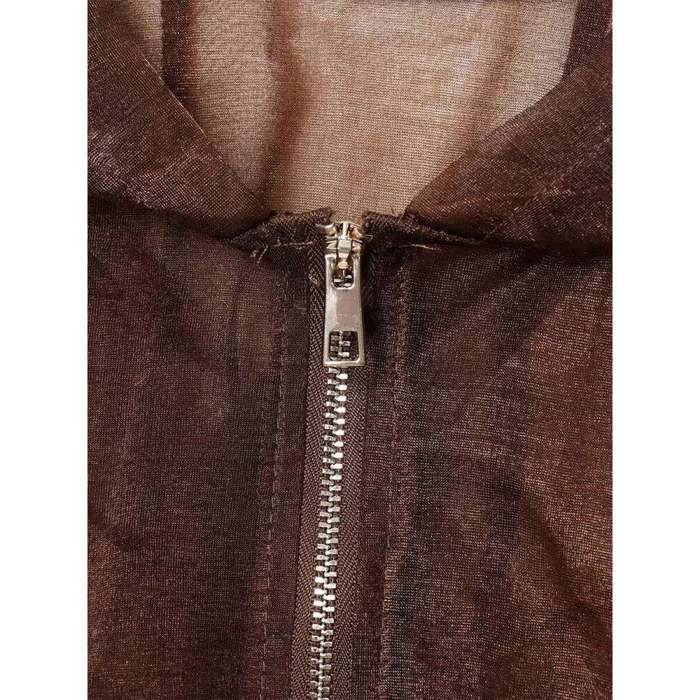 European And American Style Summer New Fashion Trend Women's Clothing Design Sense Transparent Hard Yarn Hooded Jacket Coat