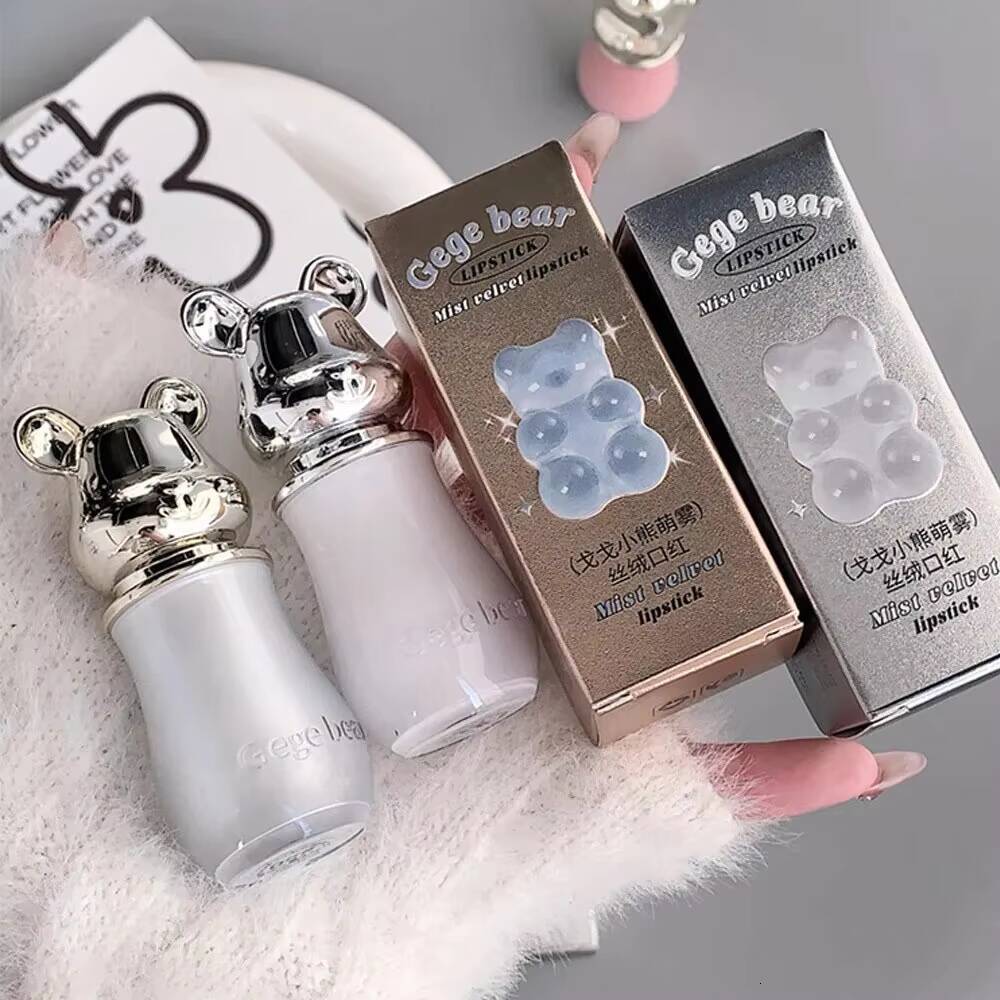 Velvet Matte Electroplated Bear Lipstick Long-lasting Non-fading Lip Mud happy