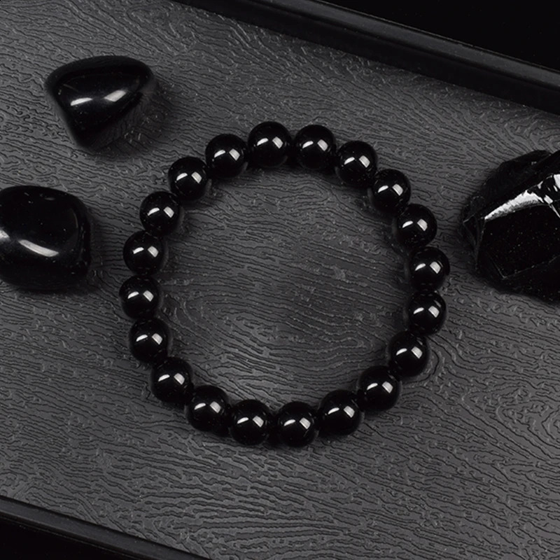 Natural Black Agates Beads Bracelet Women Men Genuine Onyx Stone 6mm 8mm Smooth Round Lucky Energy Jewelry 250613