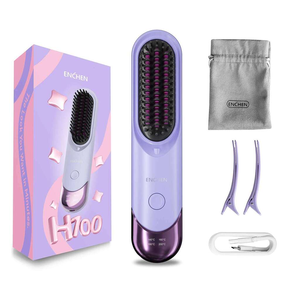 ENCHEN Rechargeable Tools Portable Cordless 200 Million Negative Ions Hair Straightener Brush H100