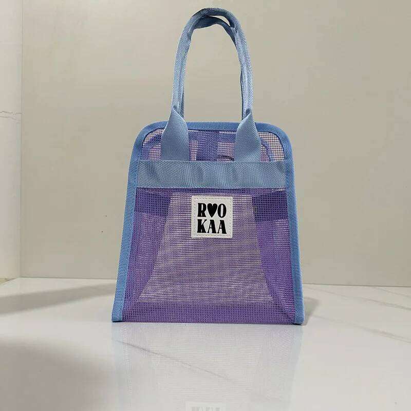 Beach Travel bag Wash Storage Bag Korean Color Matching Swimming Hollow Drain Bath Mesh