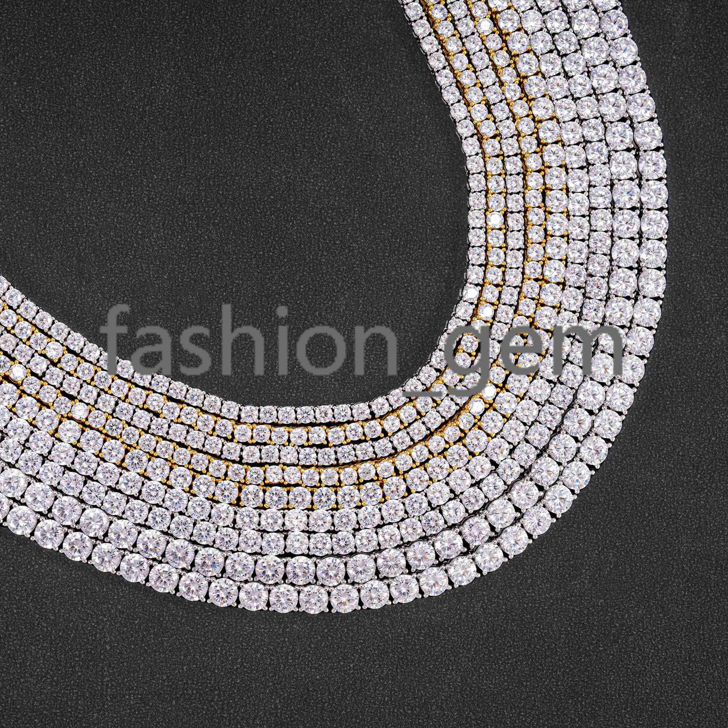 925 Silver moissanite moissaniteia Affordable 3mm 4mm 5mm Tennis Chain Necklace Bracelet 18k Gold Plated Necklace Hip Hop Rock