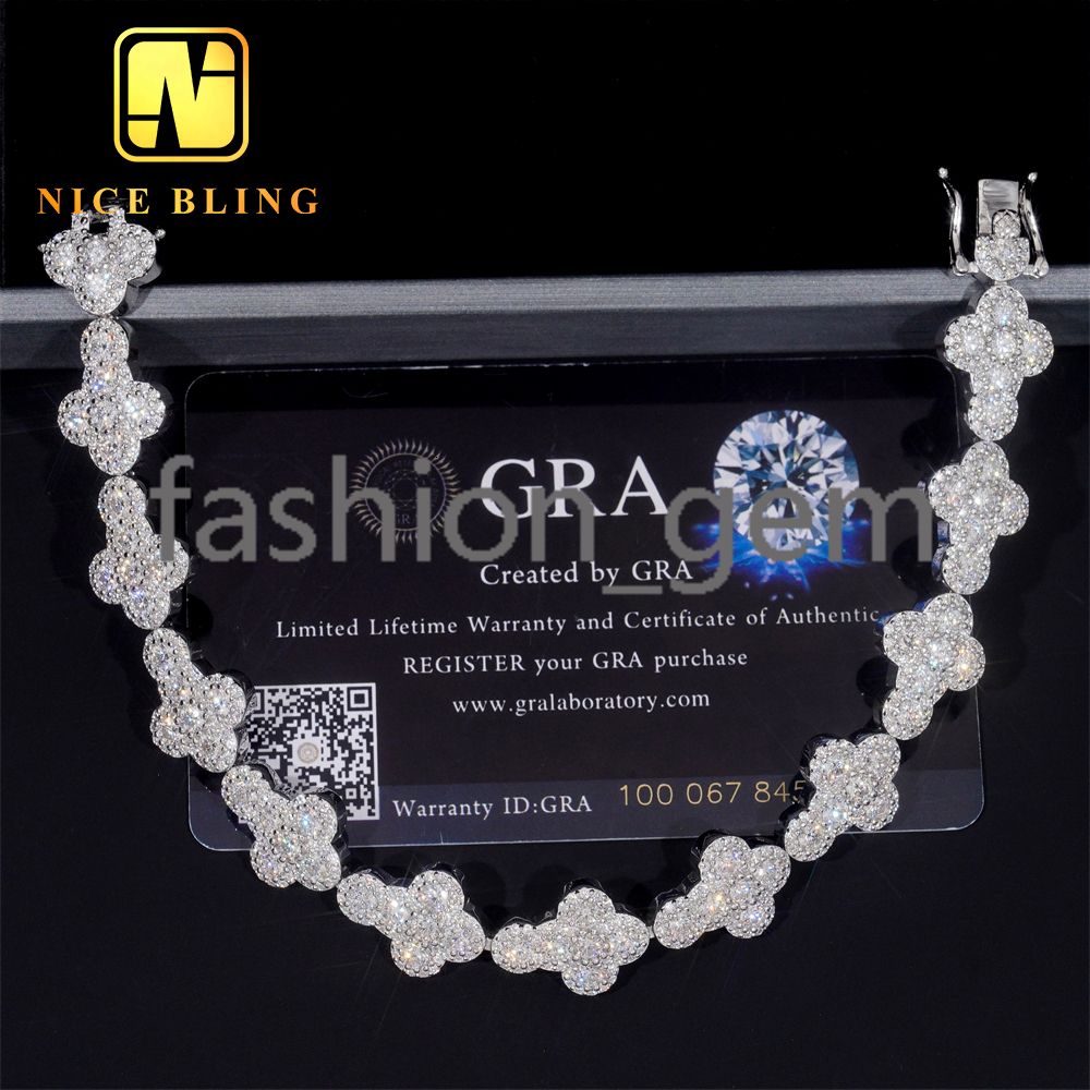 New Design Jewelry Silver 925 VVS Round Moissanite Cuban Link Diamond Chain Hip Hop Bracelet