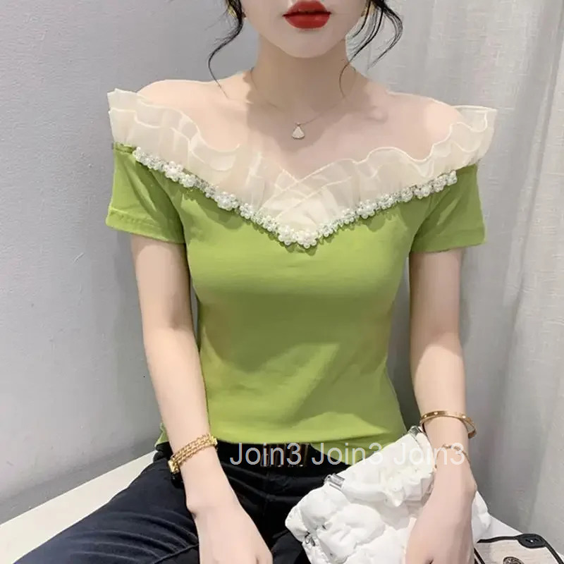 Sexy Womens T-shirt Summer Outfit Female Top Elegant Harajuku Fashion Korean Reviews Many Clothes Japanese Vintage Polyester