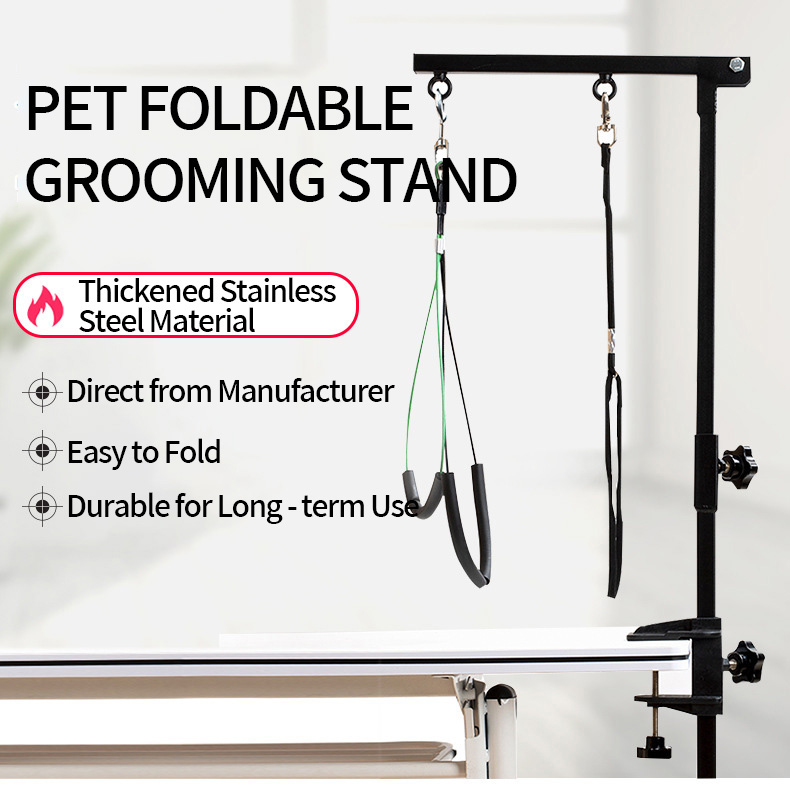 Yan Xuan Lehuo Pet Beauty Table Hanger Bracket Cross border Beauty Table Accessories Black Metal Folding Fixed Bracket