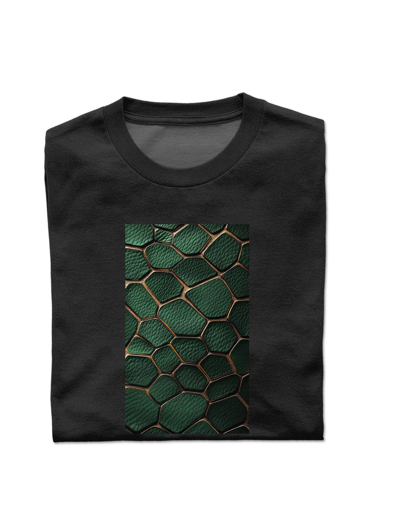 Dongdumaoyi T-Shirt With A Green And Gold Pattern On The Front Round Collar S-3Xl