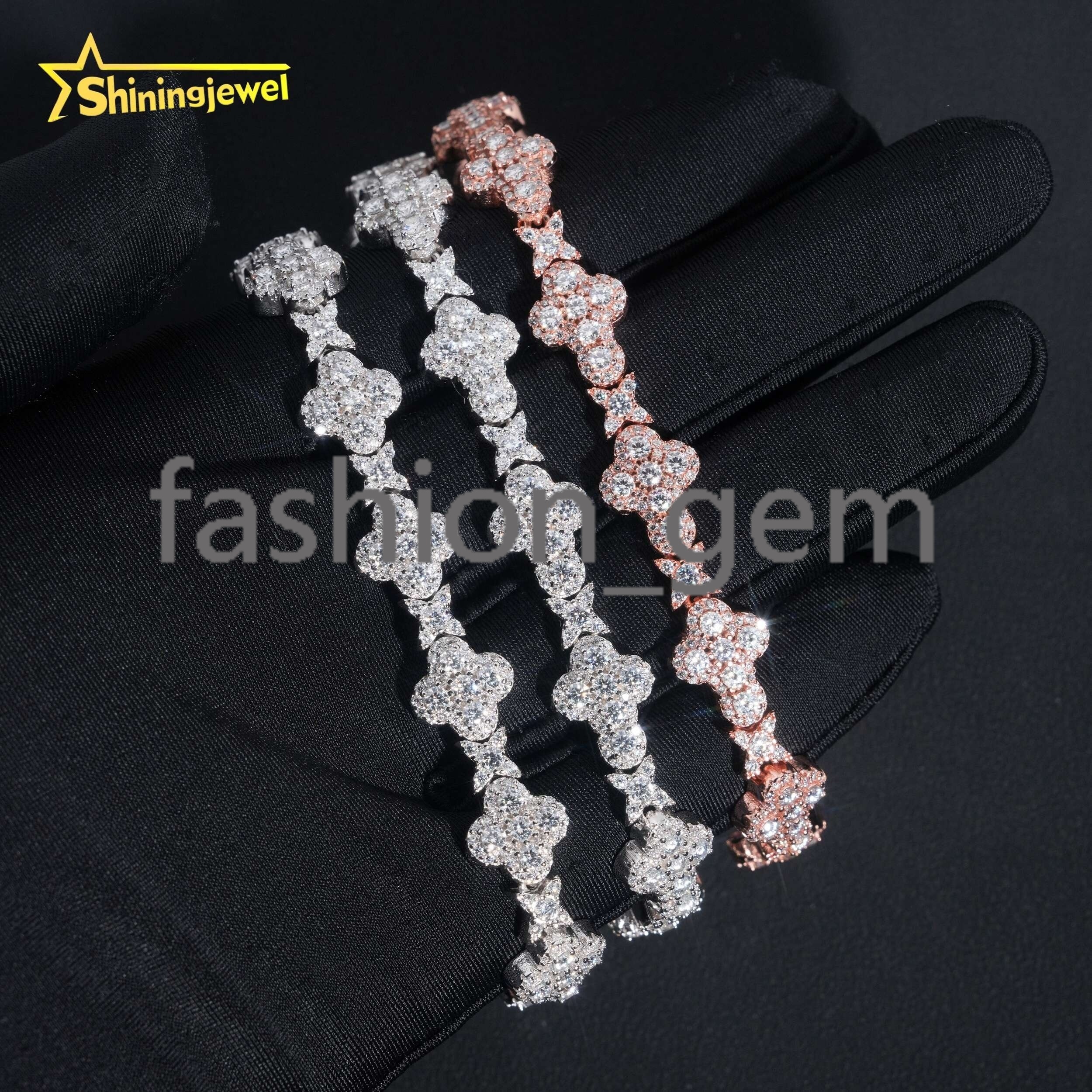 Fine Jewelry Hot Selling GRA Certificate Iced Out 10mm 925 Sterling Silver Hip Hop Cross Moissanite Bracelet