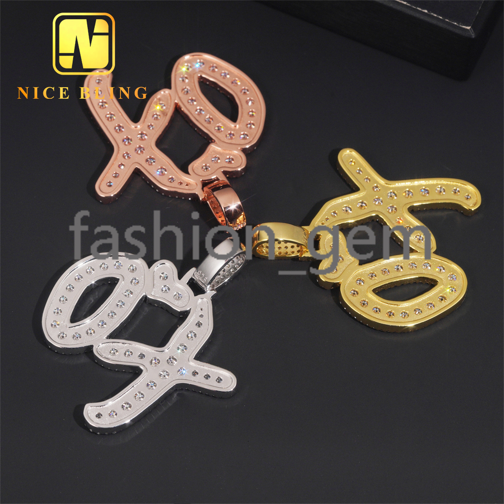 Custom Iced Out Hip Hop Moissanite Jewelry Pendant Lerter VVS Moissanite 925 Sterling Silver Hip Hop Pendant