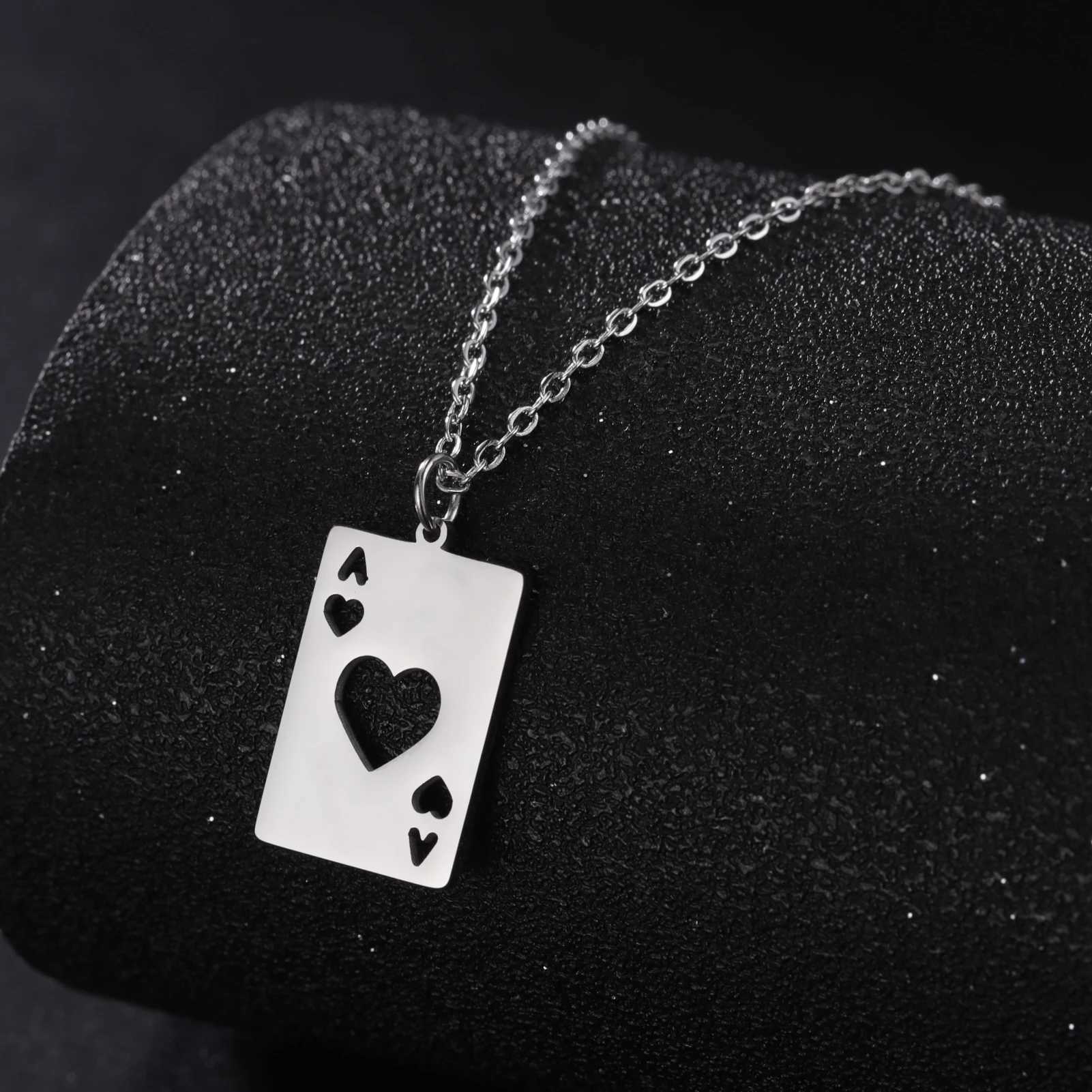 Heards Ace A Necklace Texas Poker Chain Never Card Game Gift For Women Men Stainless Steel Gold Color Pendant Fashion Jewelry W250618