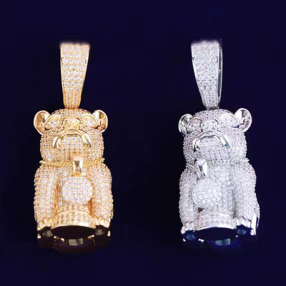 Hot Sale In-Stock 925 Sterling Silver Luxury Jewelry for Men Iced out VVS Moissanite French Bull Dog Pendant