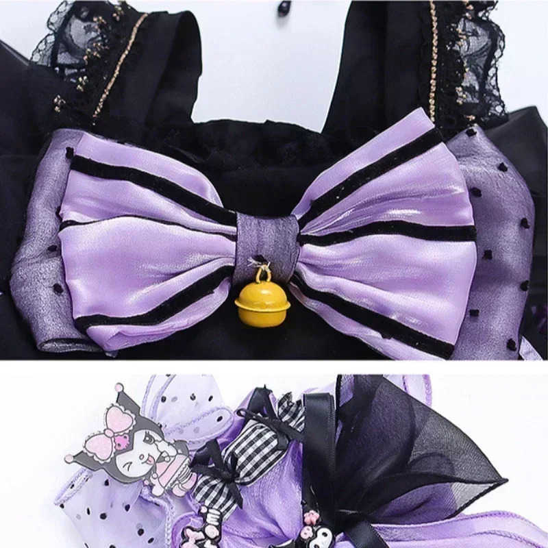 Sanrio Anime Sanrio Hello Kitty Kuromi Childrens Dress CosPlay Academy Style Pleated Skirt Girl Princess Clothes Girl Birthday GiftXJ250618