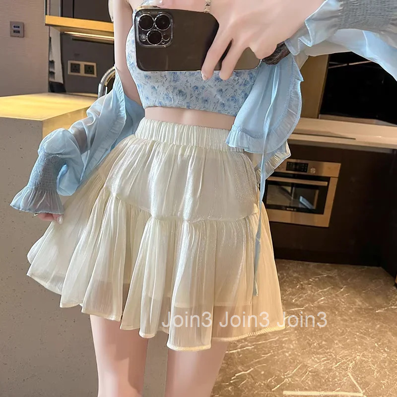 Ruffle Short High Waist Pleated Mini Skirts for Women Pleat New in Chic and Elegant A Line Stylish V Y2k Vintage Woman Skirt