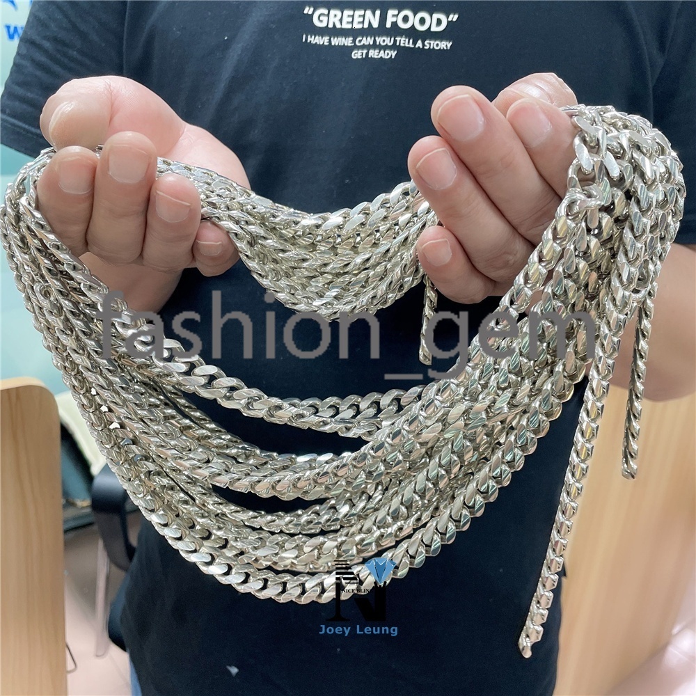 Buss Down Fade Handcrafted Work Miami Cuban Thick 12mm Iced Out Moissanite Lock Solid Cuban Chain Cuban Link