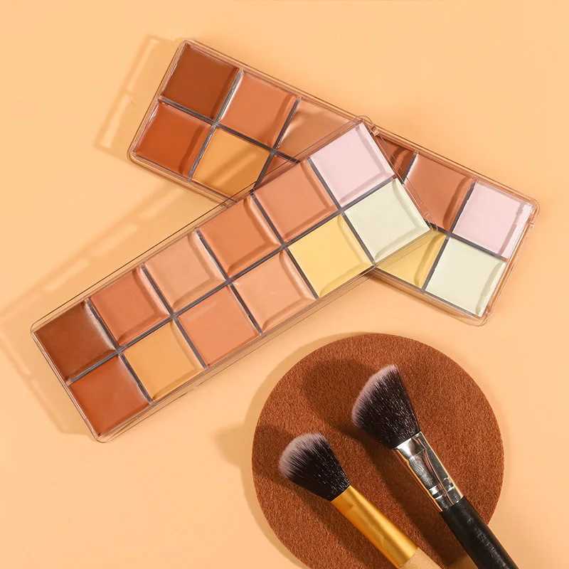12 Color Concealer Palette Nude Contour Cream Acne Spot Dark Circles Cover Face Foundation Brighten Pigment Cosmetic Makeup Tool XJ250618