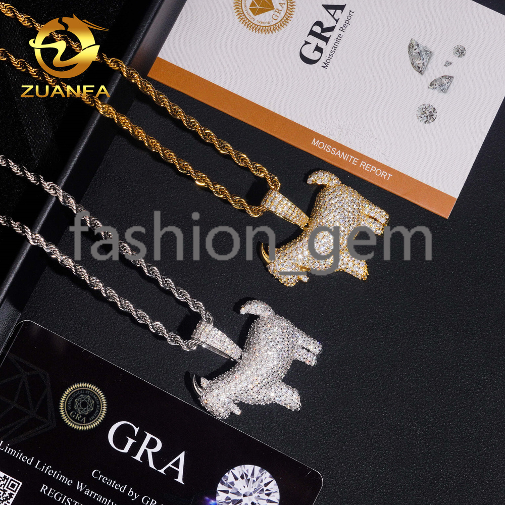 Pass Diamond Tester GRA Hip Hop Jewelry 925 Silver Iced Out Moissanite Custom Hip Hop Pendant