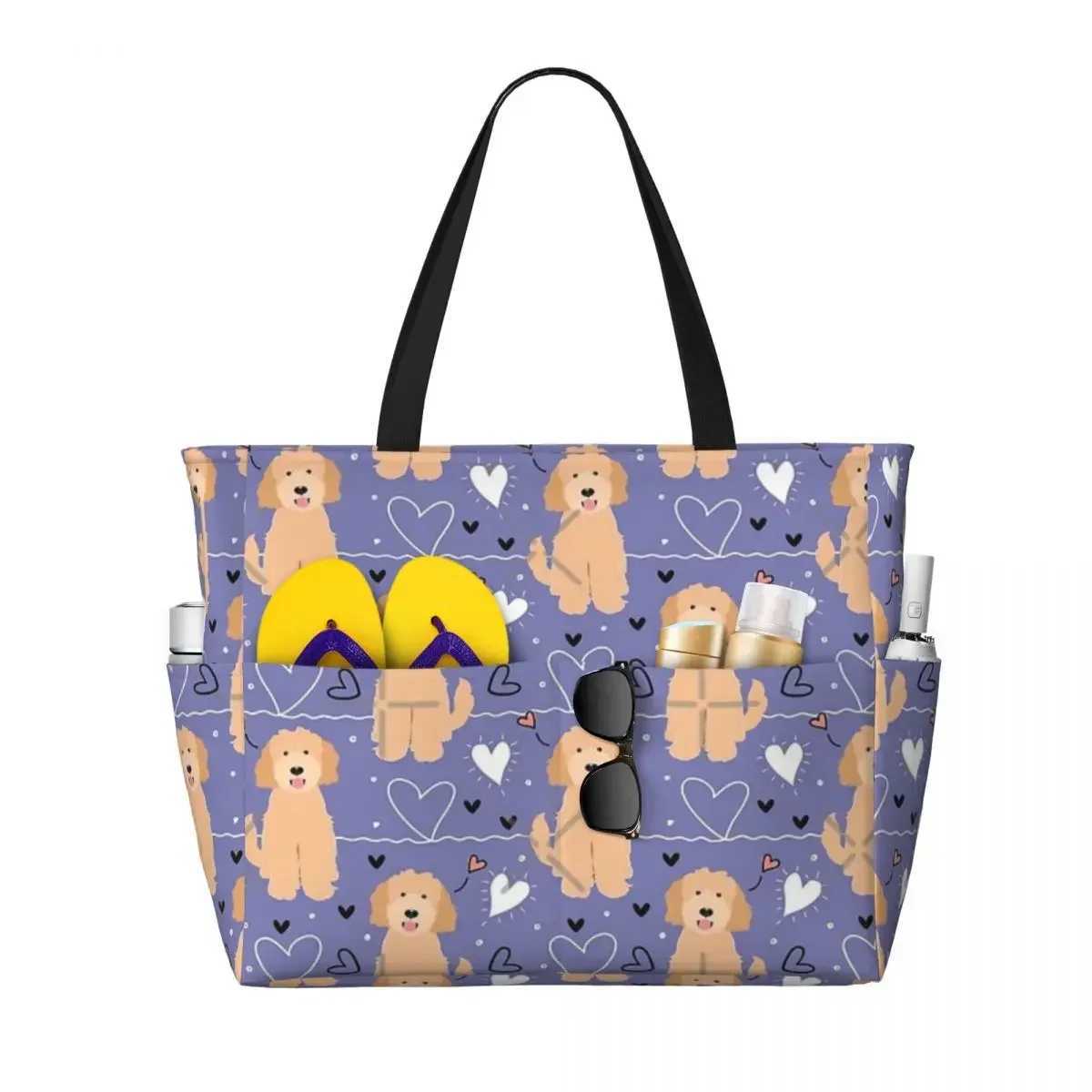 LOVE Apricot Blonde Goldendoodle Dog Beach Travel Bag Tote Customizable Shopping Gifts Shoulder Multi-Style Pattern W250618