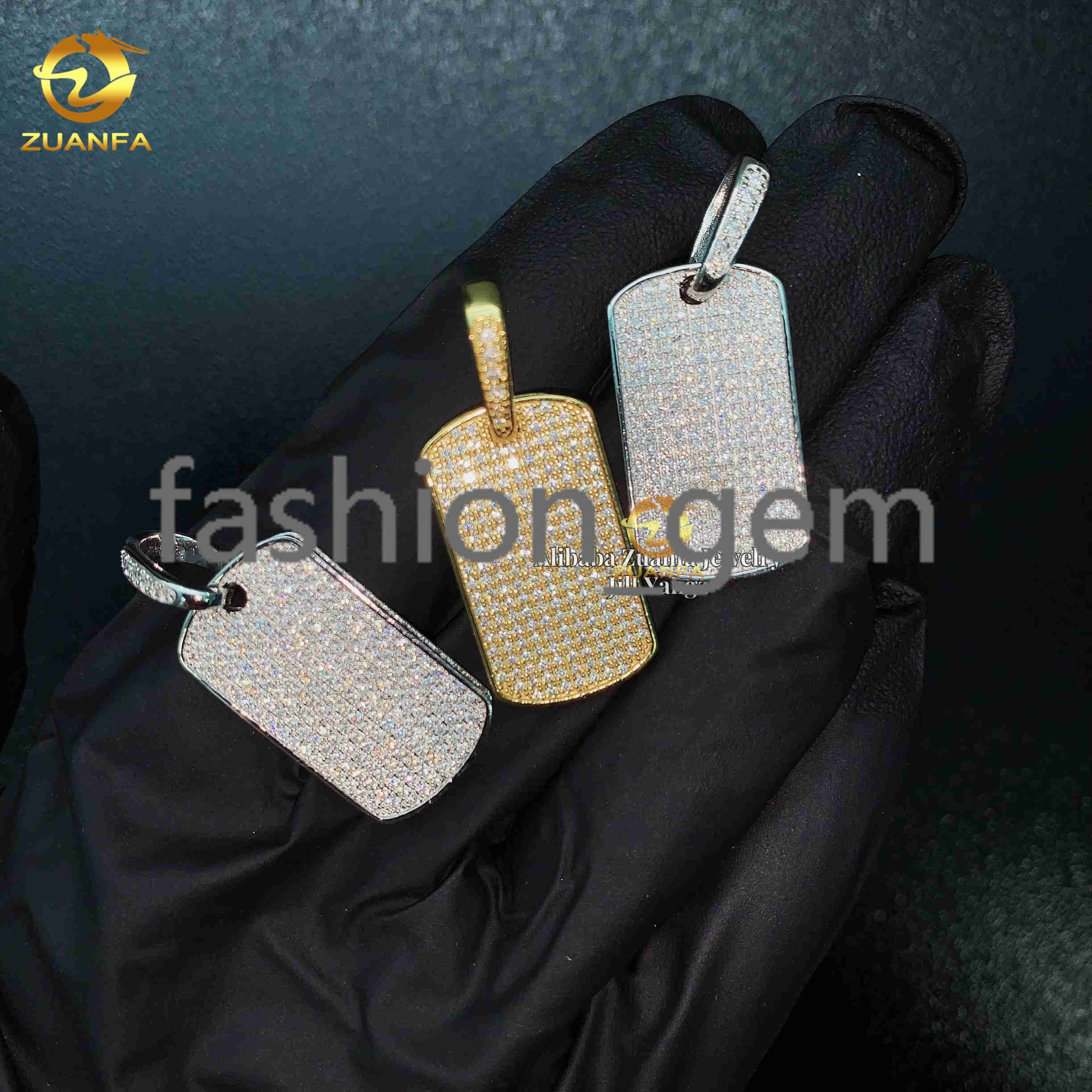 Affordable Small Gift Simple Design Small Dog Tag Pendant Poker Moissanite Pendants Iced Out Jewelry Custom Moissanite Pendant