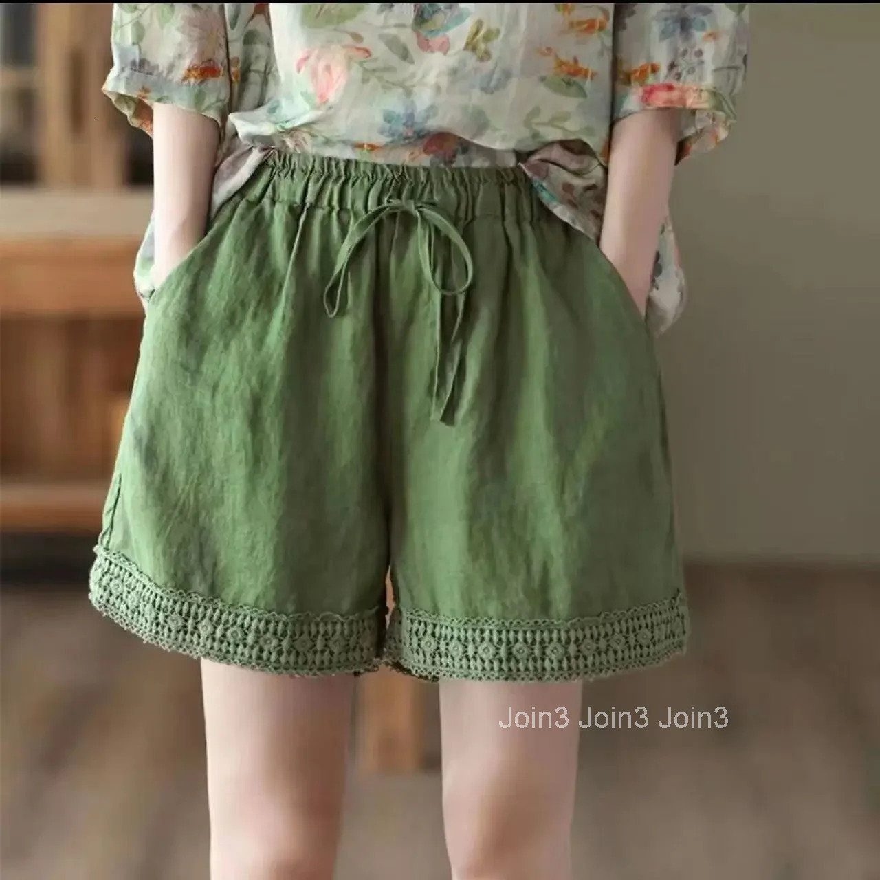Linen Woman Short Pants Elastic Waist Cotton Wide High Shorts for Women Stretchy Youthful Trend 2025 Outdoor XL Y2k Harajuku Hot