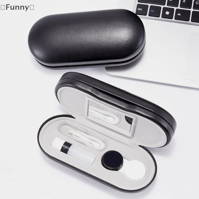 2 In 1 Double Layer Glasses Box Contact Lens Case For Men Women Creative Dual Use Glasses Case Eyewear Leather Box Unisex Gift 250617