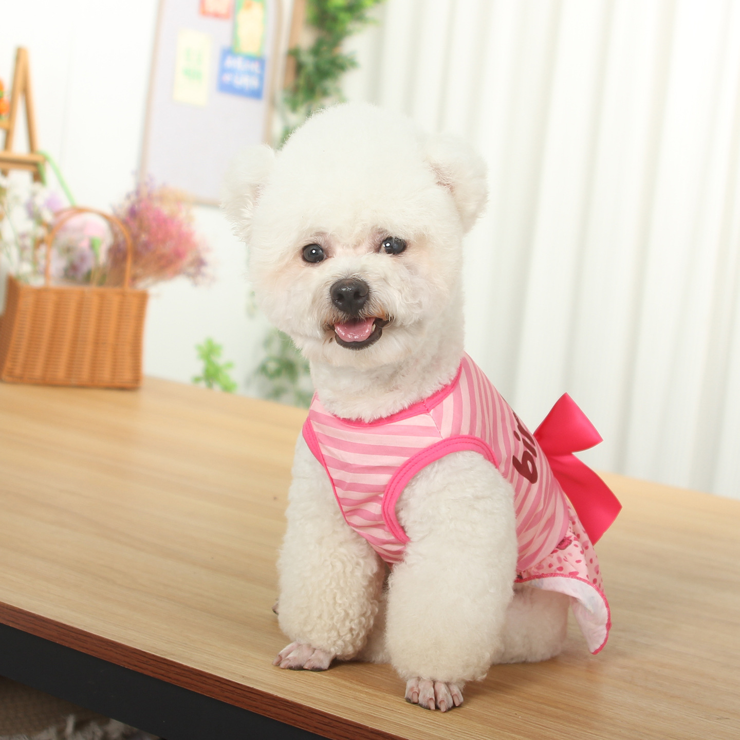 Happy Birthday Day Dog Birthday Dresses Pink Polka Dot Stripe Skirts for Small Dogs Clothes Holiday Pet Outfits with Bowtie Party Puppy Cats Apparel X