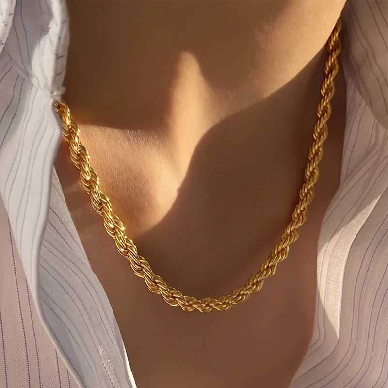 5mm stainl steel Gothic metal Twisted rope Chain Necklaces Simple mens and wens necklaces Jewelry wholesC250617