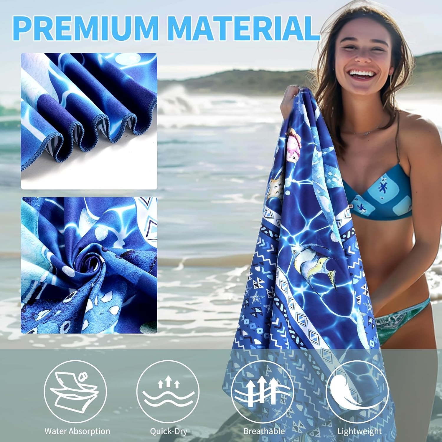 Beach Towel Sun Protection And Windproof Suitable For Beach Pool Camping Travel Beach Blanket