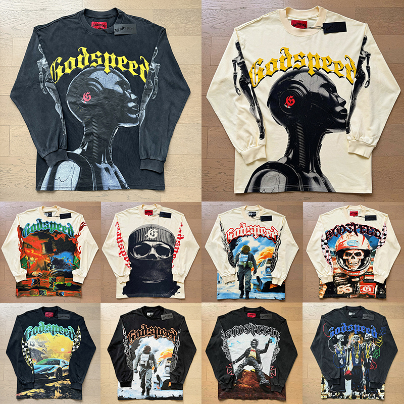 Top designer long t shirt Fashion classics graphic tee tshirt mens clothes loose hip hop rock womens high-quality streetwear shirt Godsspeeds Long sleeves Size S-XL