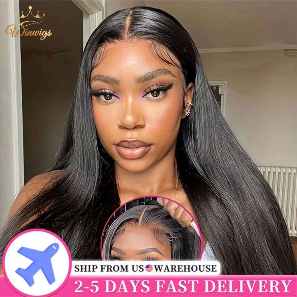 34 Inch Vieamese Bone Straight Glueless Wigs Human Lace Frontal 7x5 Ready to Wear Wig Preplucked Raw Virgin Hair