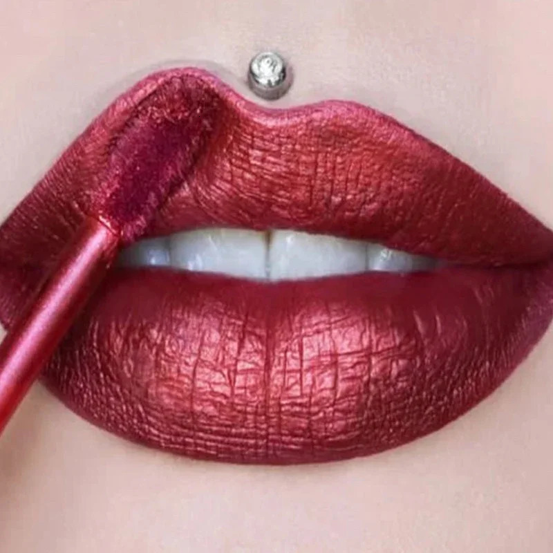 Metallic No-stick Cup Lip Gloss Glitter Matte Waterproof Long Lasting Lip Glaze Liquid Lipstick Lip Makeup Cosmetic 250618