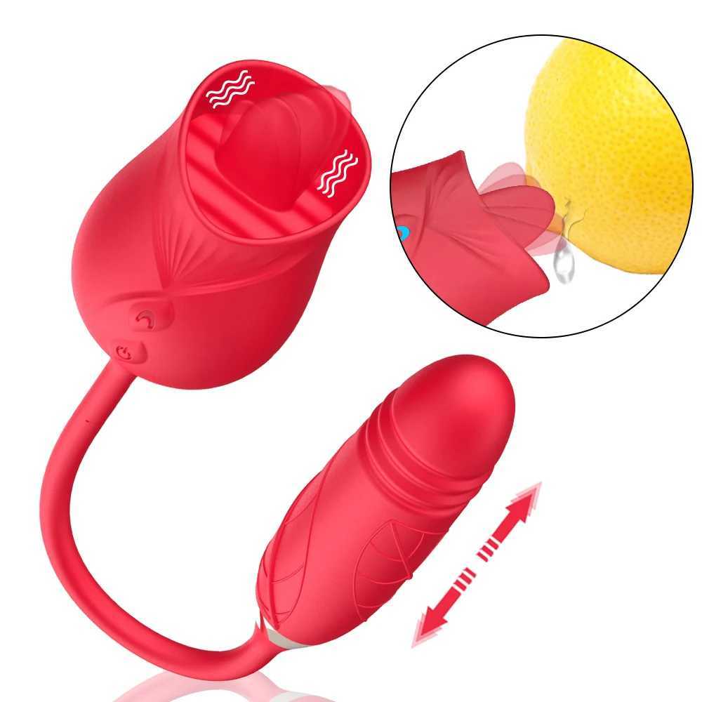 Tongue Licking Clitoral Nipple Vibrator Womens Retractable Vibrating Dildo Masturbator Vagina Massager Rose Vibrator Sex ToyXJ250618