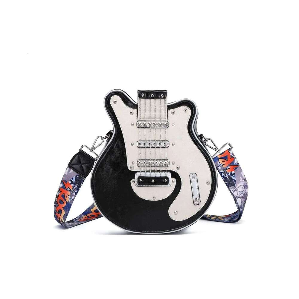 2024 New Unique Creative Spicy Girl American Style Vintage Fashion Guitar Shape Bass Pain Crossbody Bag For Women