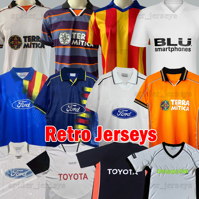 1980 82 Valencia CF Retro Soccer Jerseys DESCHAMPS CAREW 1995 97 99 AIMAR D.ALONSO AIMAR 2000 03 06 ZAHOVIC ALBELDA ANGULO 2009 ROMARIO MENDIETA 2010 18 Football Shirts