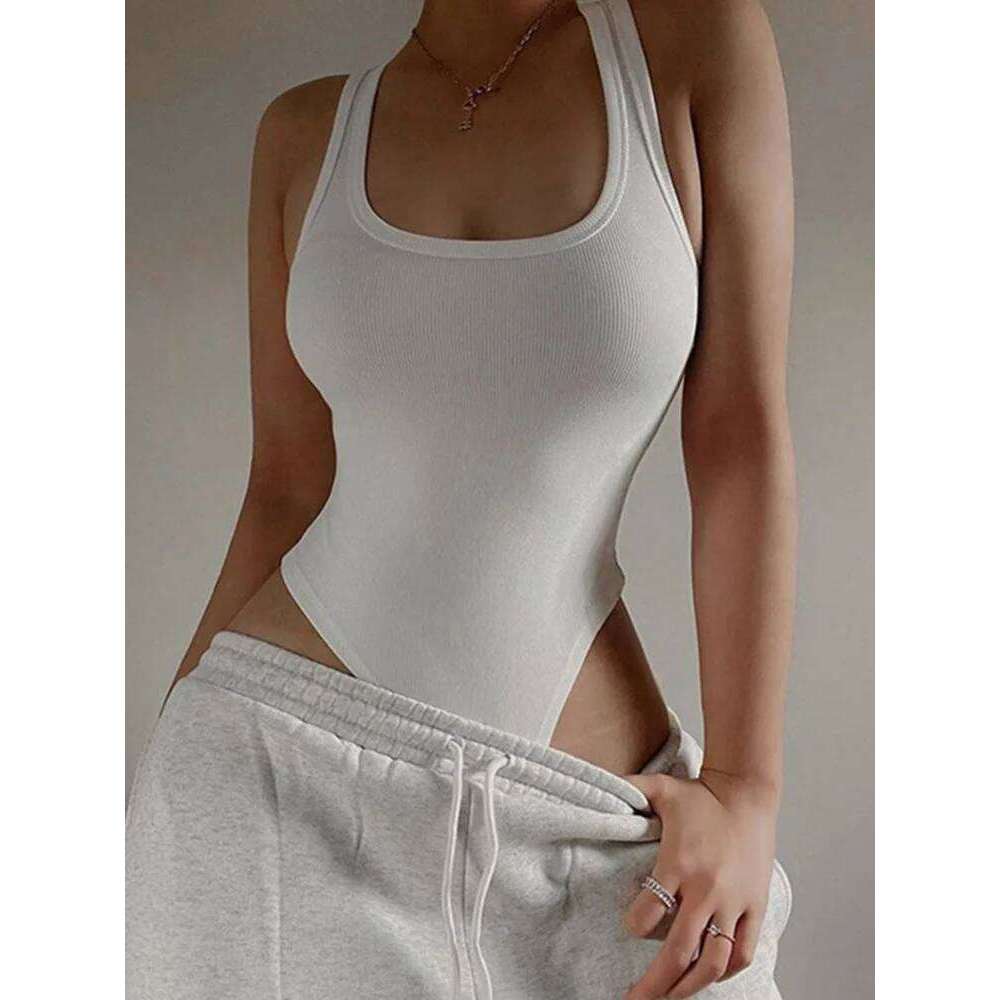 Sleeveless Knit Bodysuit 2024 Hot Summer Sexy Bodycon Off Shoulder Halter Tops Casual Street Bodice For Women Clubwear