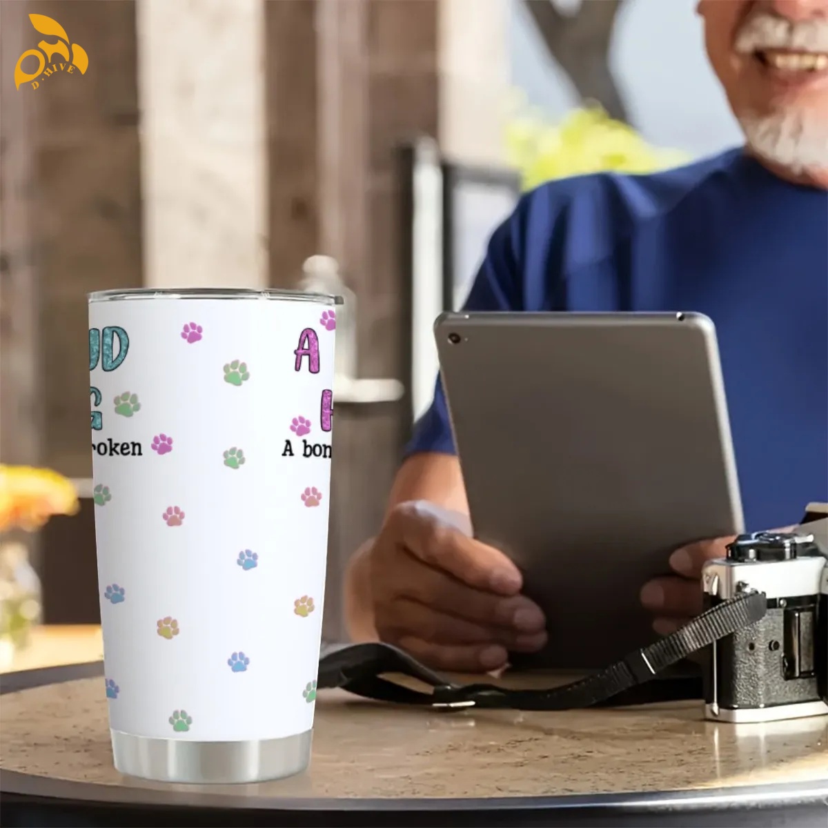 free shipping of customized beautiful 20OZ travel mug with sliding cover with exquisite patterns from US