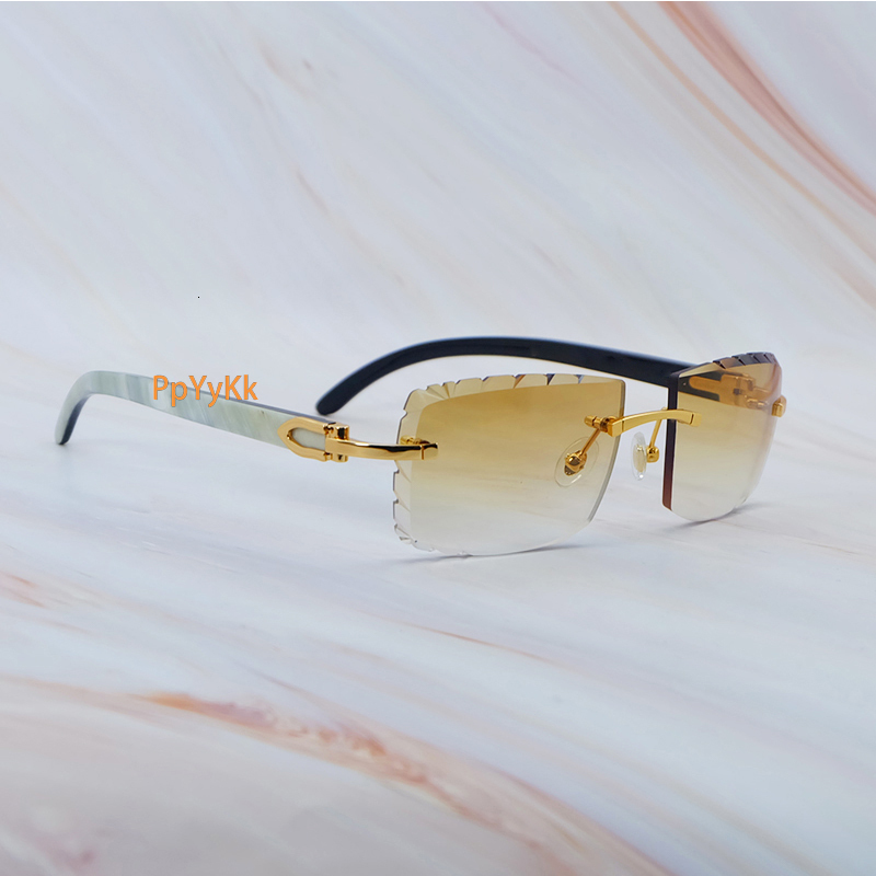 2025 Small Diamond Cut Sunglasses Genuine Marble Buffalo Horn Luxury Designer Carter Rimless Sunglass New In Cool Decoration Shades Eyewear Glasses Go