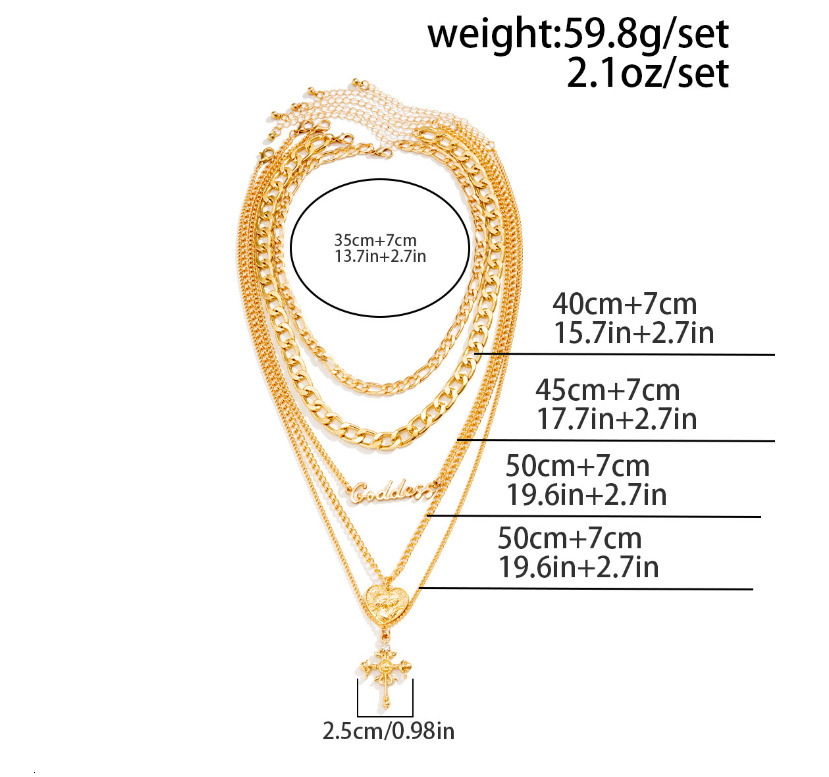 2025 Luxury Premium Multilayer Relief Cross Figure Hip Hop Personality Letter Chain Trendy Statement Jewelry Decoration Silver fashion jewelry necklac