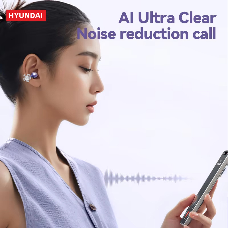 HYUNDAI Headphones Bow Butterfly Earrings Fashion Design Earphones TWS Bluetooth HiFi Sound Quality Earbuds For Android IOS labubu M100