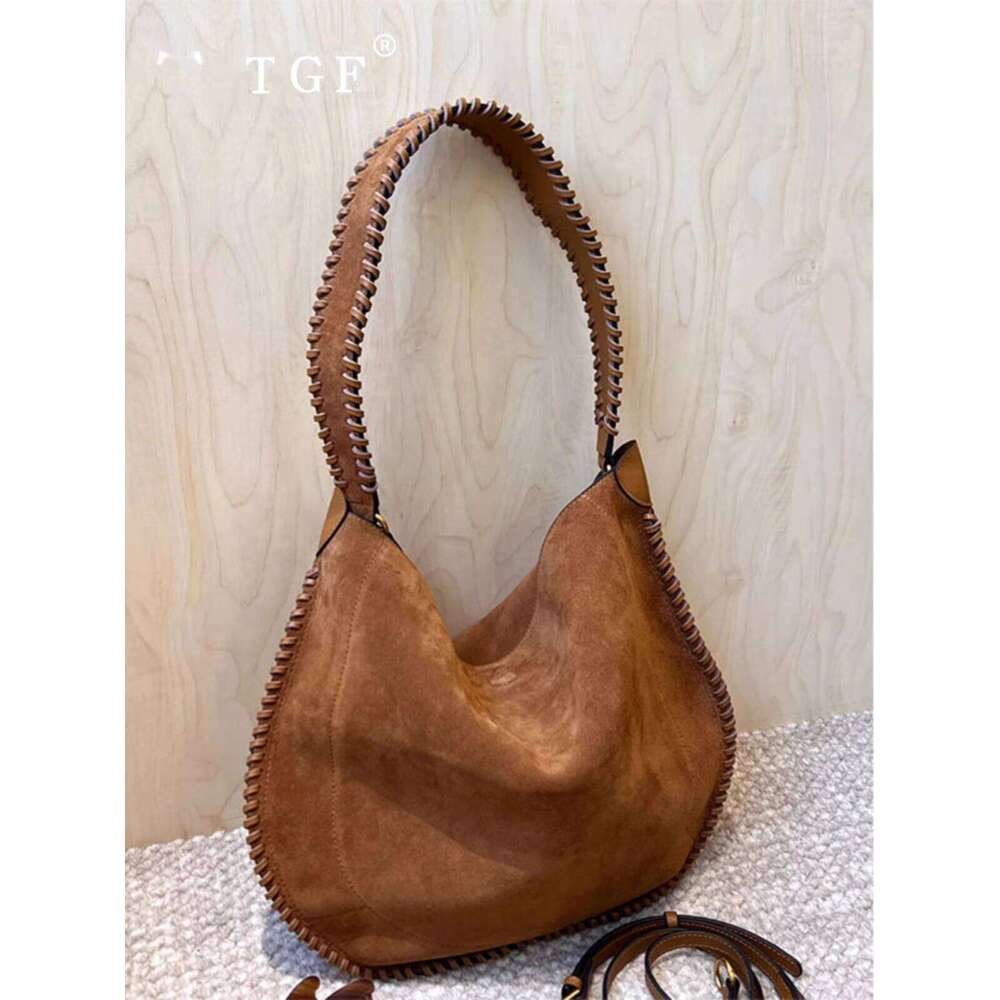 Underarm Saddle Bag for Women New Autumn Winter Large Capacity Handwoven Suede Handbag