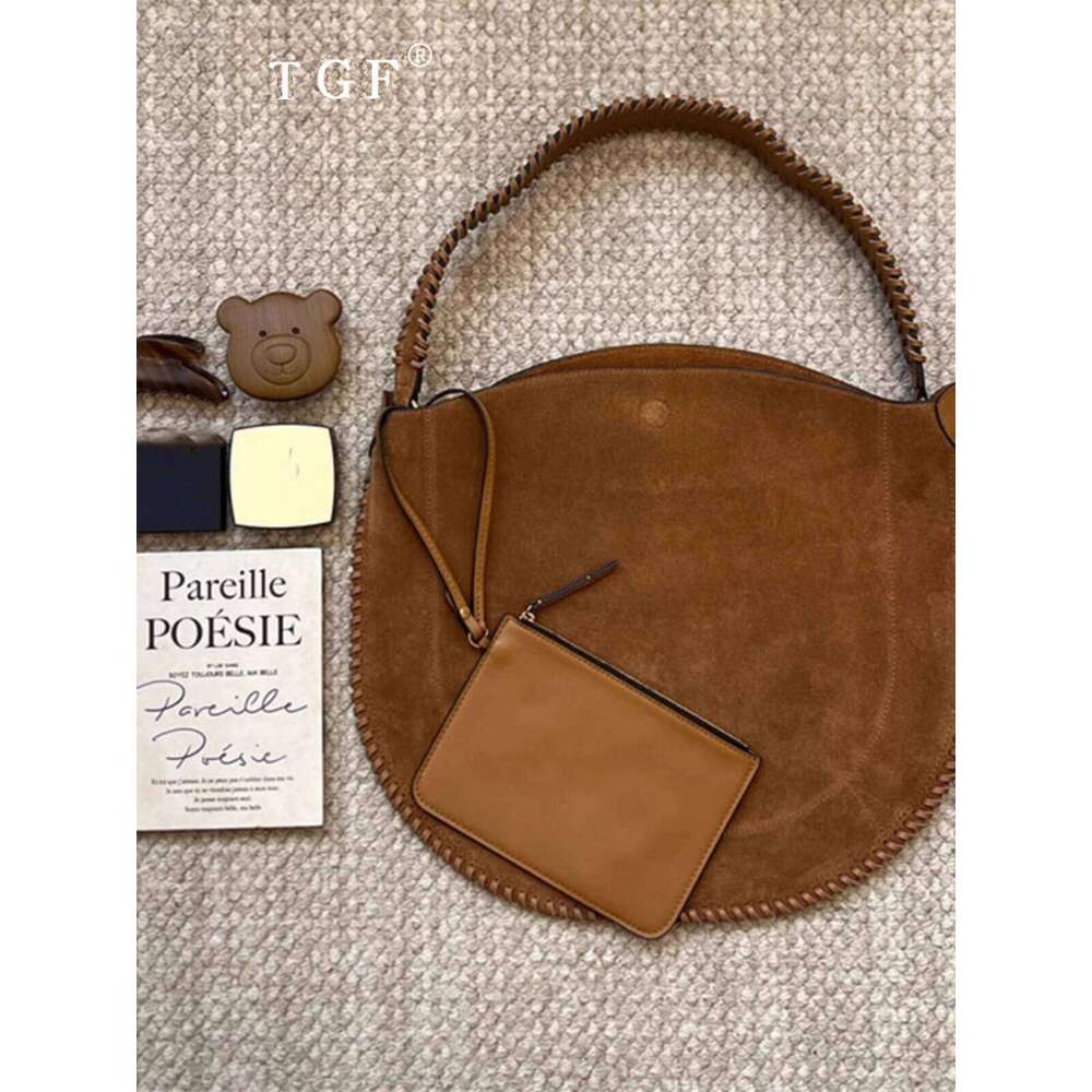 Underarm Saddle Bag for Women New Autumn Winter Large Capacity Handwoven Suede Handbag