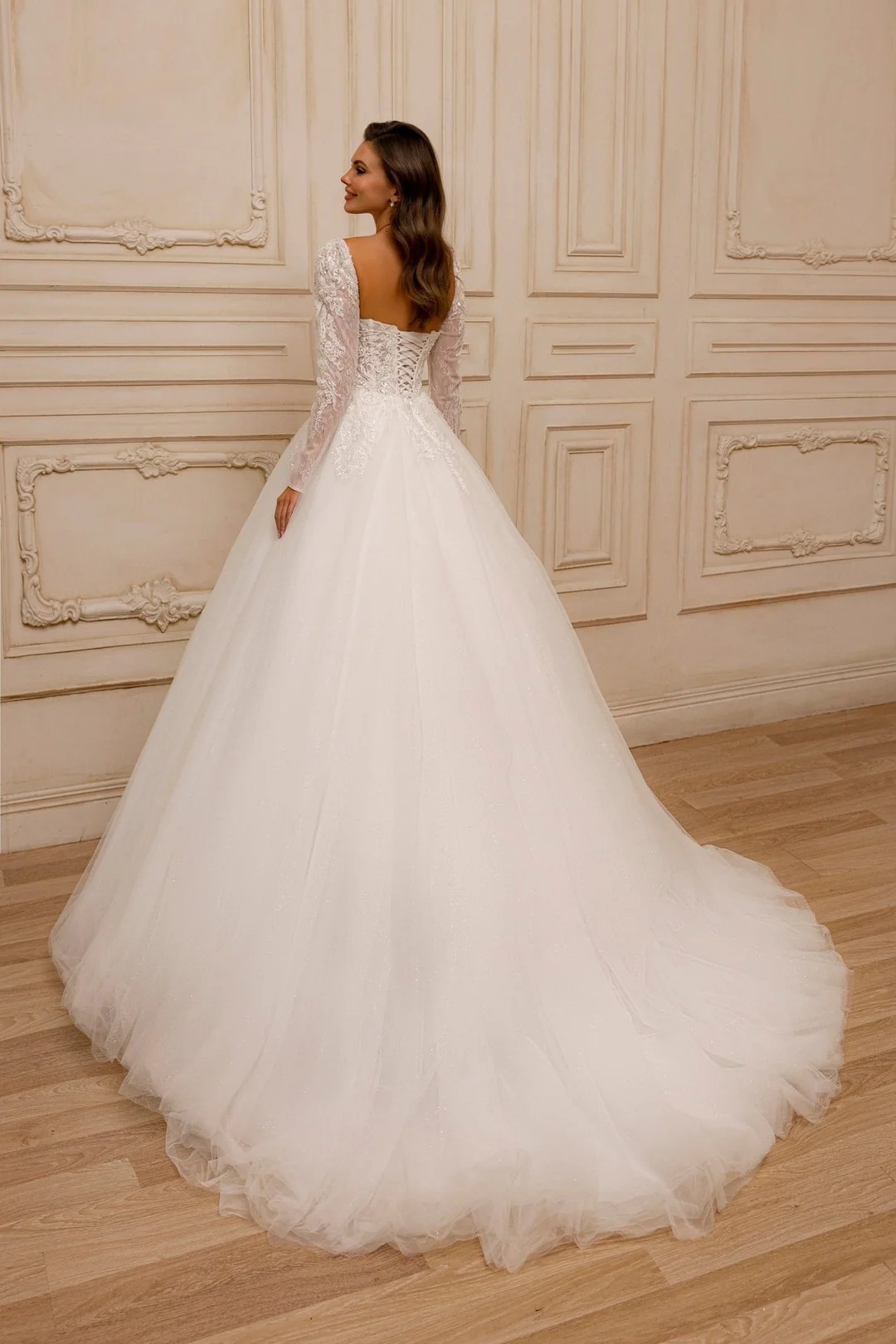Modern Appliques Wedding Dresses HBridal Ball Gowns Long Sleeves Lace Up Backless Customized Bride Princess Sweep Train Vestidos De Novia Plus Size