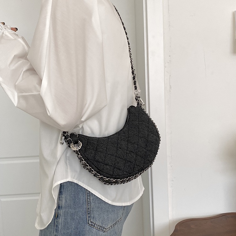 Handbag - Women's popular crossbody bag, niche summer casual versatile casual, world-class diamond grid chain crossbody bag, women's denim h