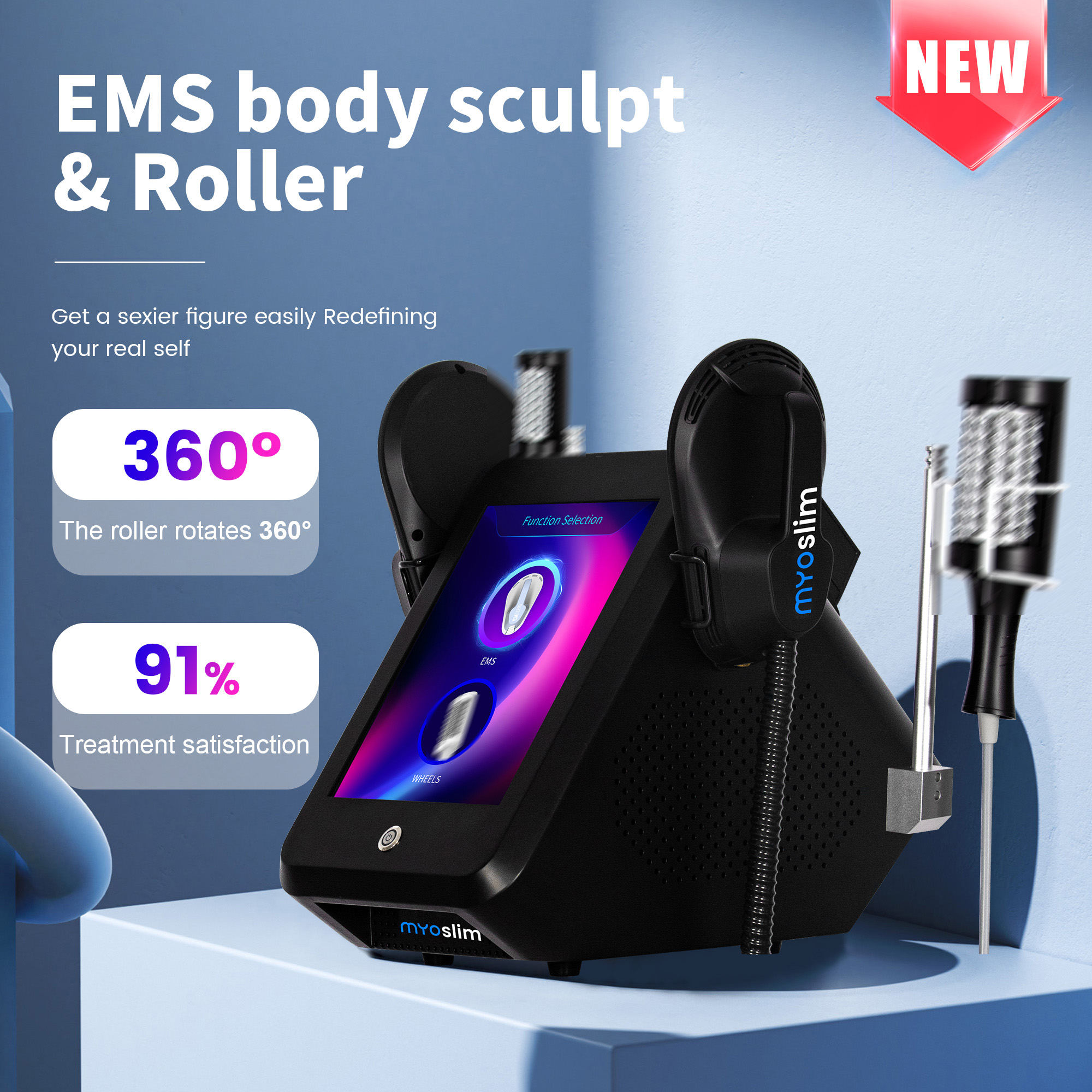 MYOSLIM Slimming Massage Cellulite Body Facial Treatment 360 Degree Vibration therapy Inner Ball Roller Fat Removal Machine