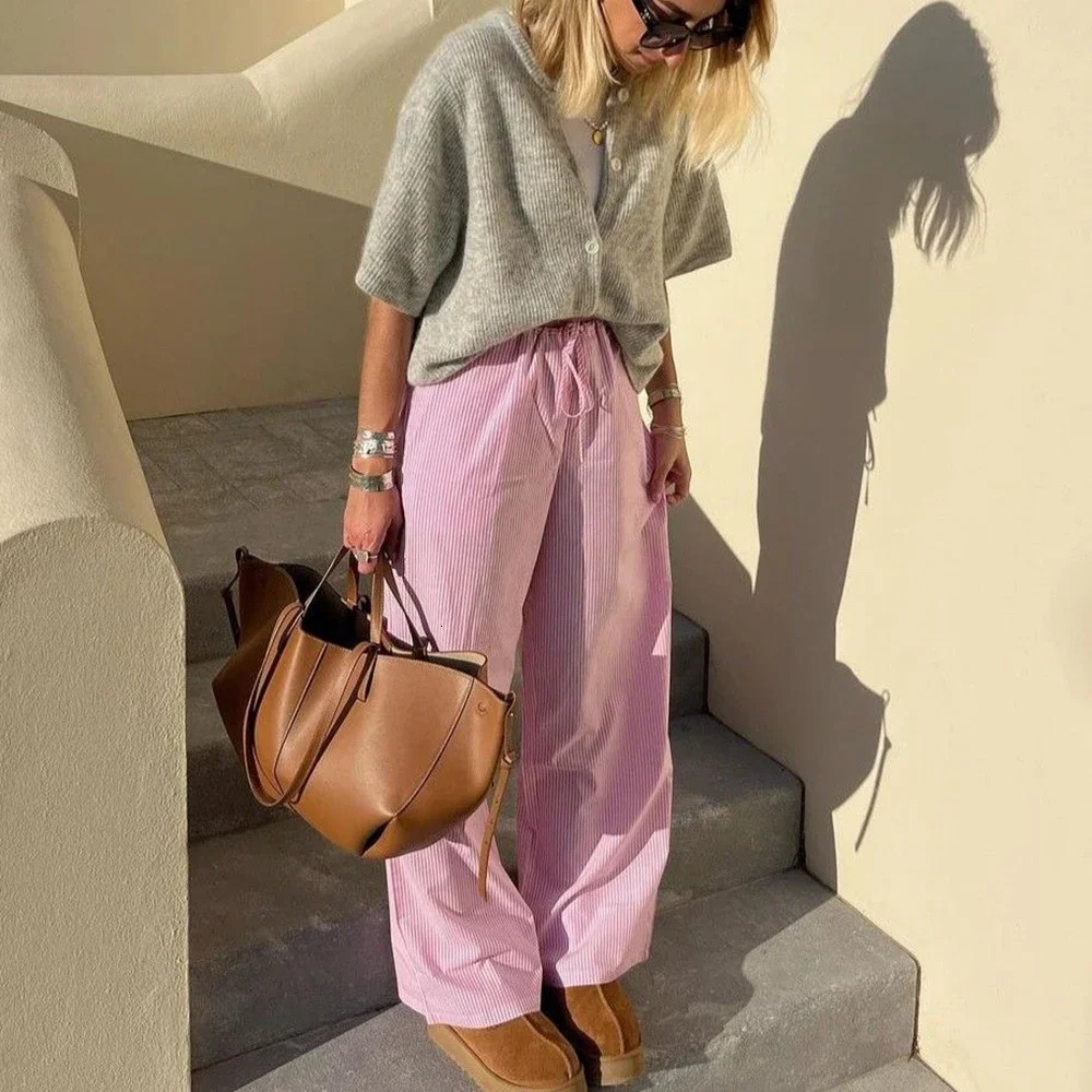 Combhasaki Womens Solid Color Y2K Vintage Loose Cardigan Short Sleeve Round Neck Button Down Knitted Sweater Tops Streetwear 250618