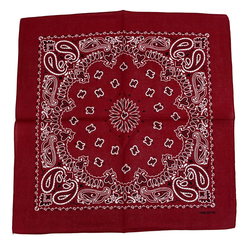 Dark Red Navy Black Paisley Cotton Square Scarf Men Hip-hop Headband Women Hair Band Bandana Motorcycle 250617