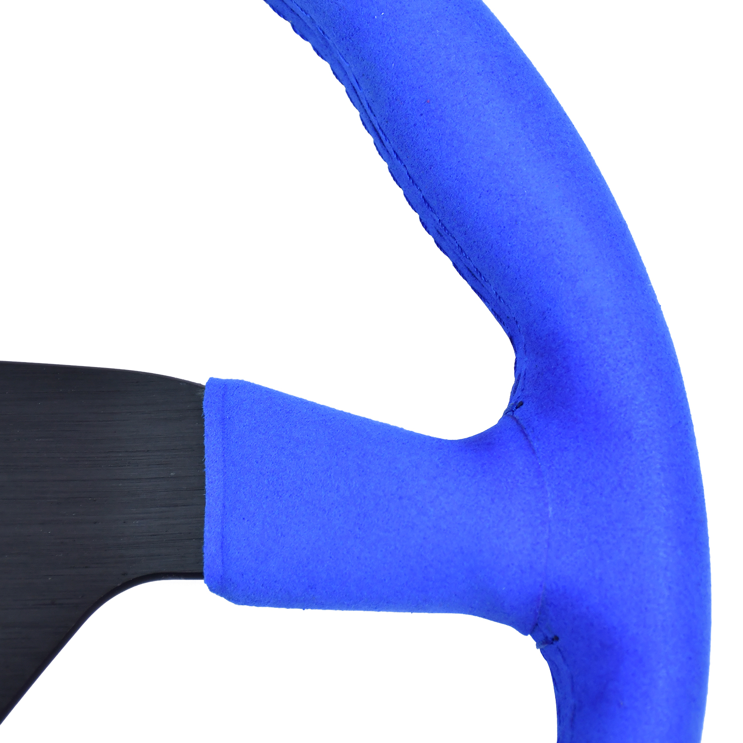 Universal 2025 New Design Custom High Quality Blue Suede 345mm 4cm Flat Deep Dish JDM Racing Modified Steering Wheel