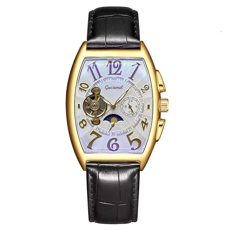 DHgadgets Men's Round Alloy Automatic Mechanical Watch with Glass Dial Window Buckle Business Style Crossover
