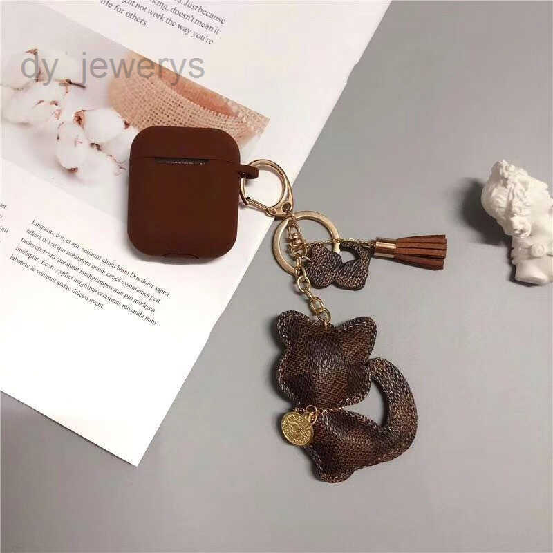 Designer Keychain Key Chains PU Leather Cartoon Teddy Bear Cat Design Fashion Keychain Charms Accessories Animal Keyring Ring Holder Car Bag Jewelry