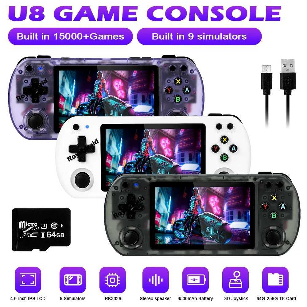 3 COLORS Portable U8 64G 128G Retro Handheld Video Game Console 4.0 Screen Pocket Video Gaming Player Machine Child Gifts XJ250619